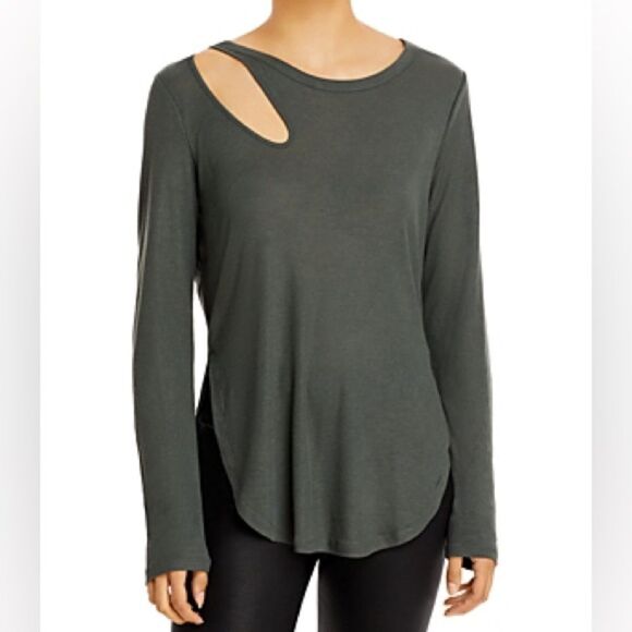 Alo Yoga Top Peak Ribbed Long-Sleeve Top Green Size Small - Picture 1 of 10
